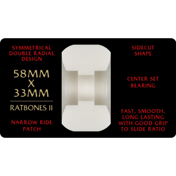 POWELL PERALTA WHEELS 58mm Powell Peralta Red Dragon Formula Ratbones II Shape Wheels 58mm - 93A