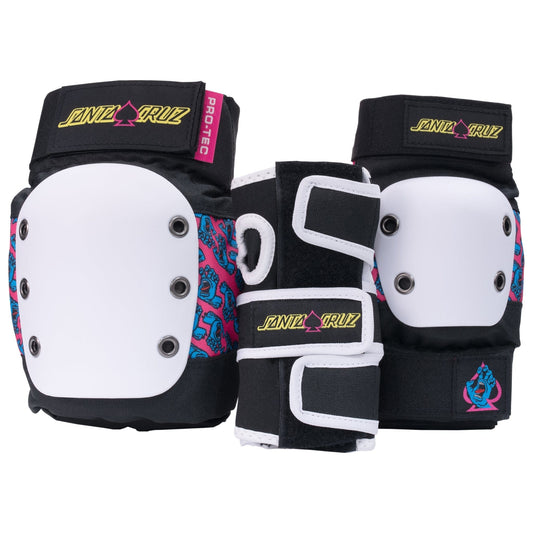 PROTEC PADS Protec Street Gear 3-Pack Pad Set - (Santa Cruz) White Black