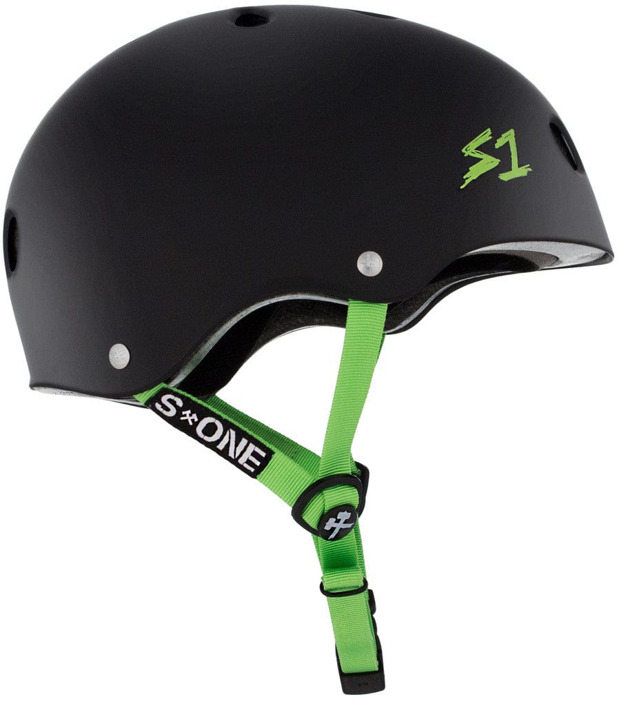 S1 HELMET XL S1 Lifer Helmet - Black Matte Green Straps