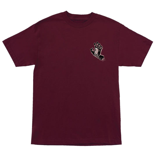 SANTA CRUZ T-SHIRT Santa Cruz Screaming Hand Tee - Maroon Black Rose