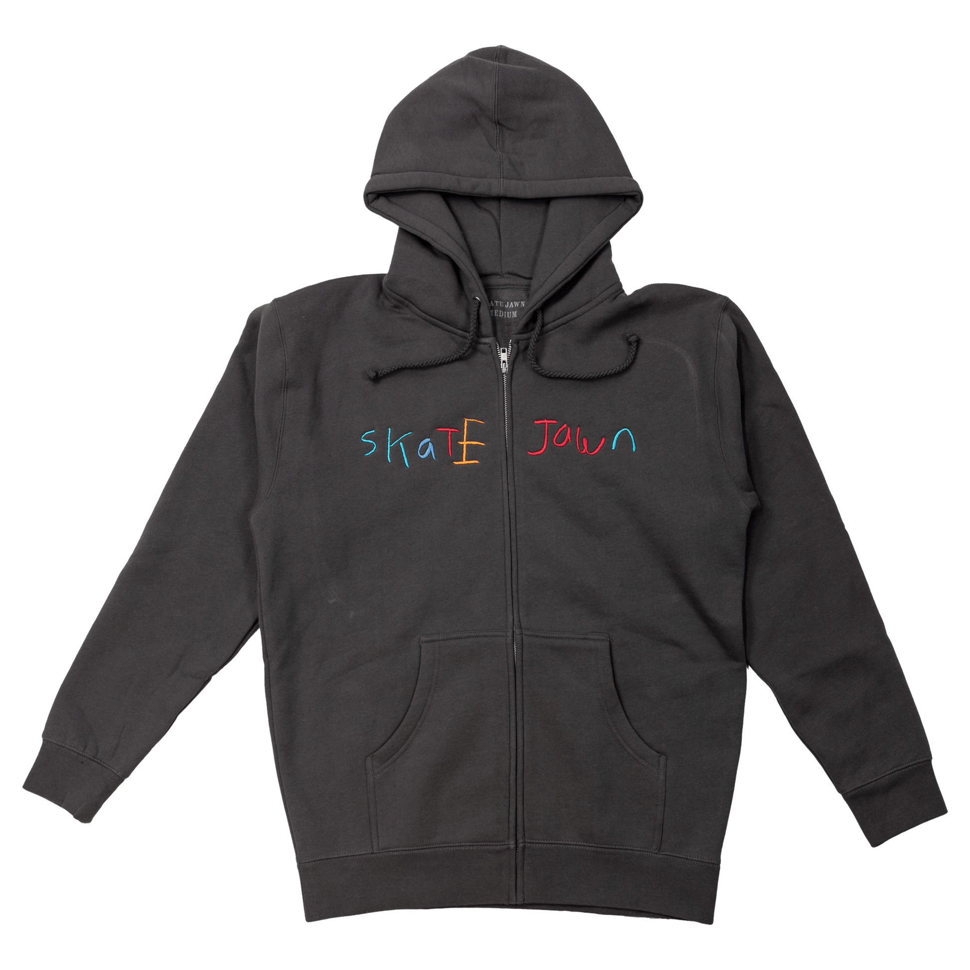 SKATE JAWN HOODIE Skate Jawn Crayon Embroidered Zip up Hoodie - Grey