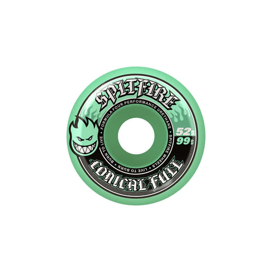 SPITFIRE WHEELS 52mm Spitfire Formula Four Conical Full Teal Wheels 52mm - 99D
