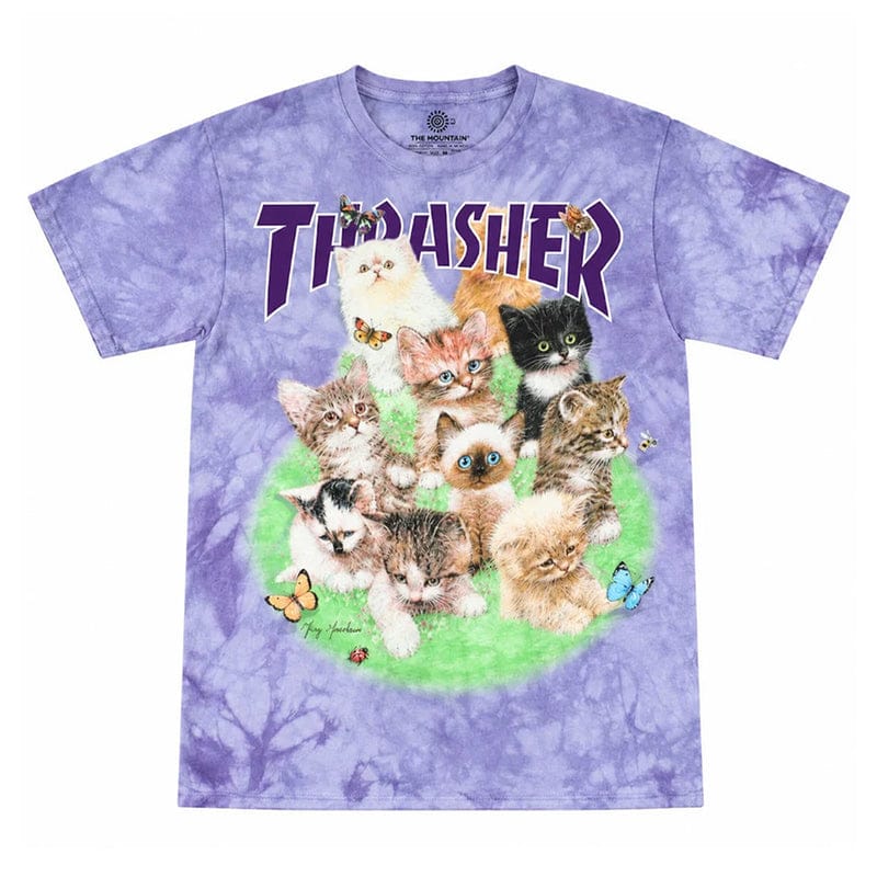 THRASHER T-SHIRT Thrasher Kittens Tee - (The Mountain) Purple