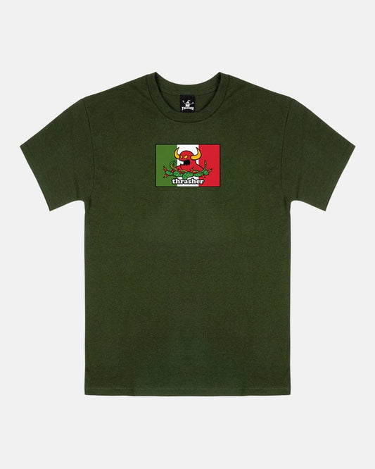 THRASHER T-SHIRT Thrasher Magazine Hecho Tee - Forest Green