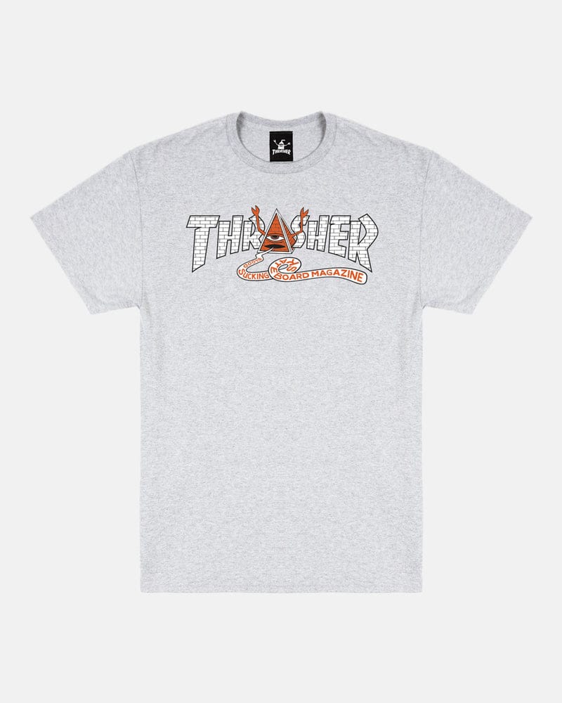 THRASHER T-SHIRT Thrasher Magazine x Toy Machine Pyramid Tee - Grey