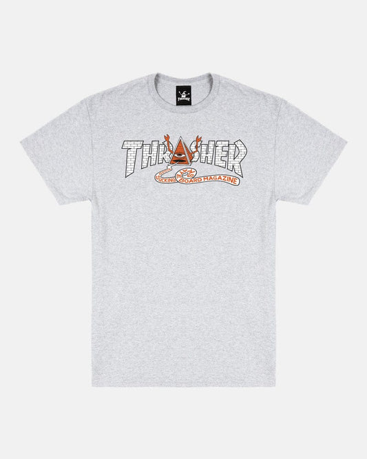 THRASHER T-SHIRT Thrasher Magazine x Toy Machine Pyramid Tee - Grey
