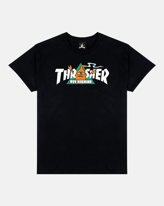 THRASHER T-SHIRT Thrasher Magazine x Toy Machine Vortex Tee - Black