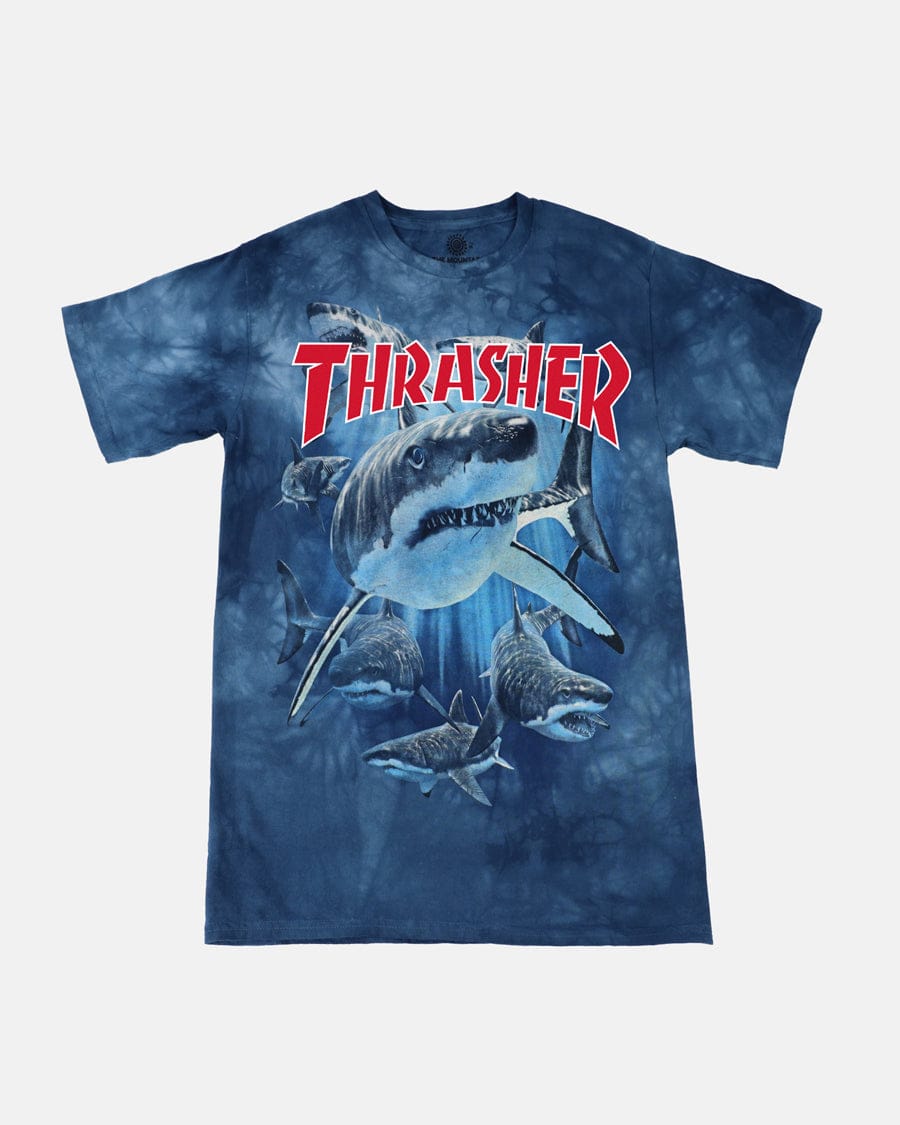 THRASHER T-SHIRT Thrasher Shark Tee - (The Mountain) Blue