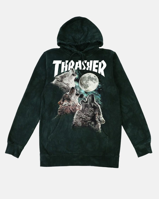 THRASHER HOODIE Thrasher Wolves Hoodie - (The Mountain) Black