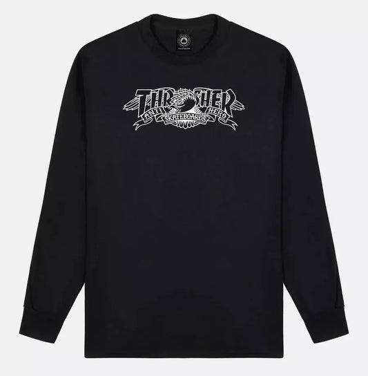 THRASHER LONGSLEEVE TEE Thrasher x Anti-Hero Mag Banner L/S Tee - Black