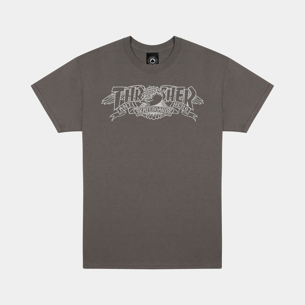 Thrasher x Anti-Hero Mag Banner Tee - Charcoal