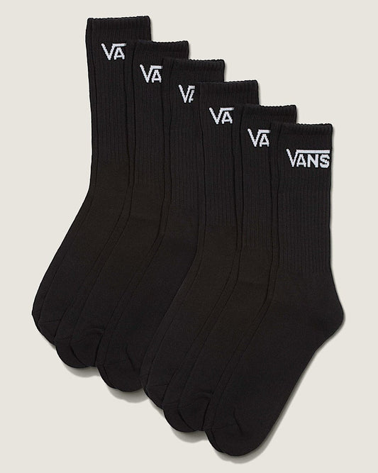 VANS SOCKS Vans Classic Crew Socks 6 Pack - Black
