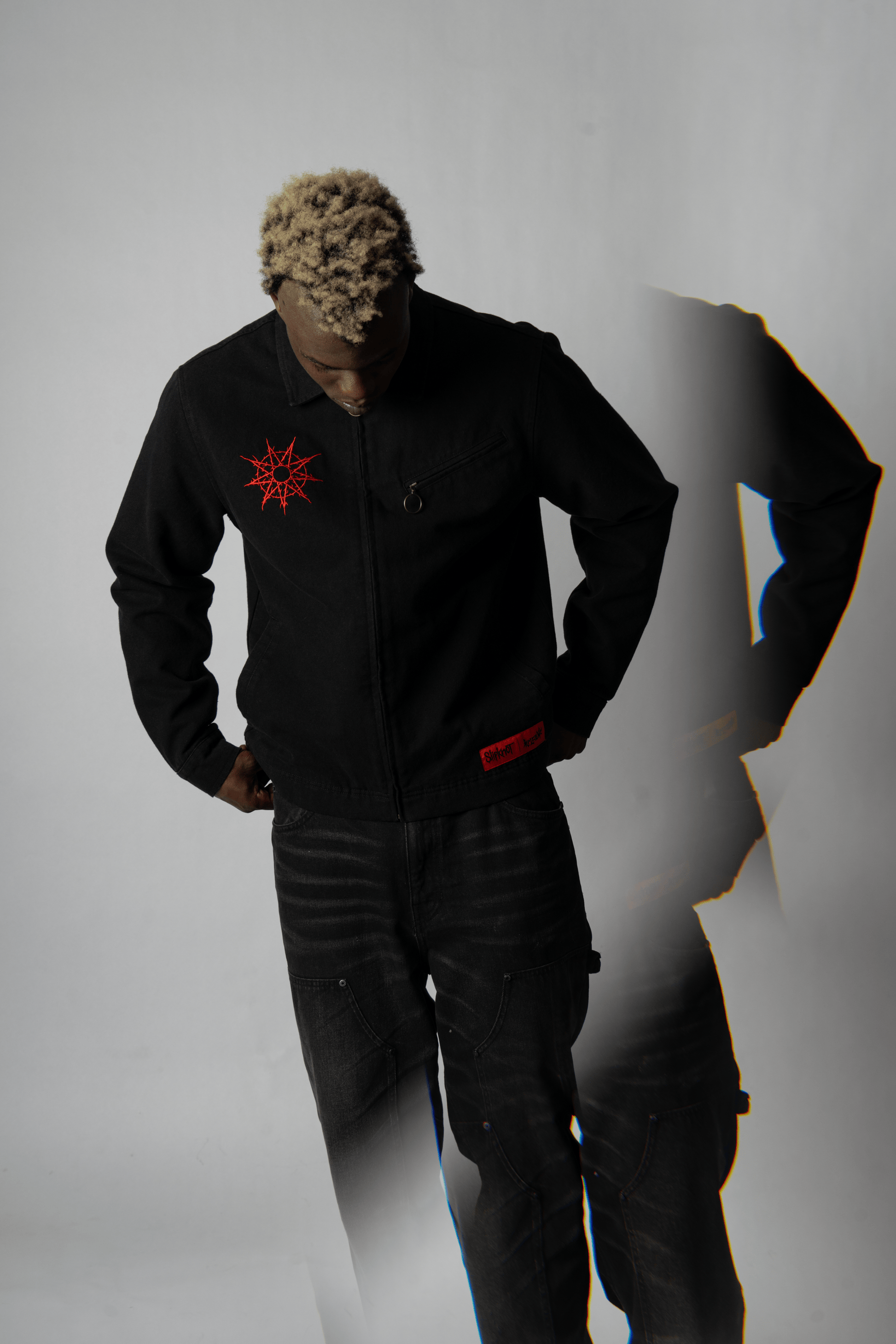 WELCOME SKATEBOARDS JACKET Welcome x Slipknot Self-Titled Custom Printed Canvas Jacket - Black