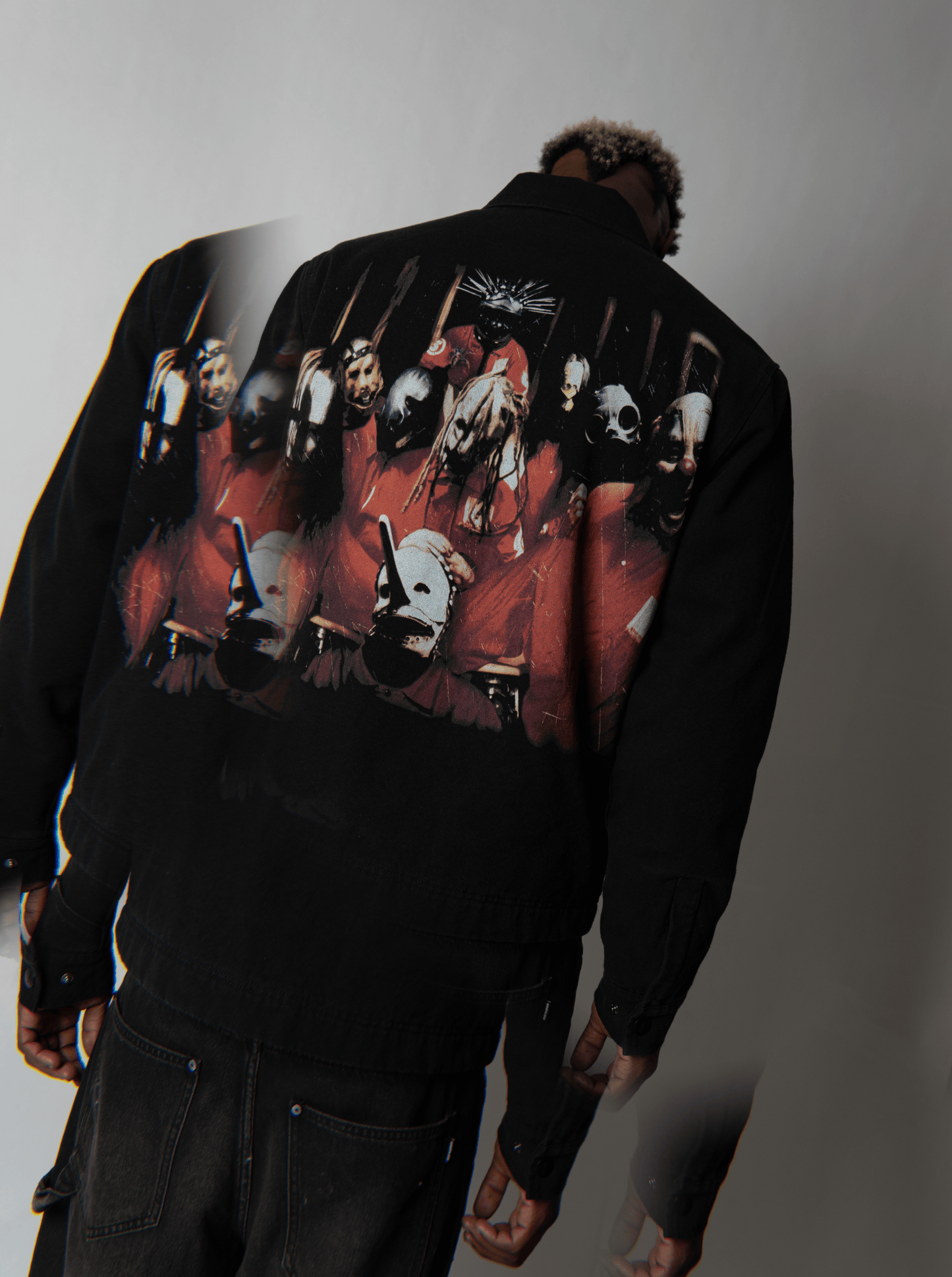 WELCOME SKATEBOARDS JACKET Welcome x Slipknot Self-Titled Custom Printed Canvas Jacket - Black