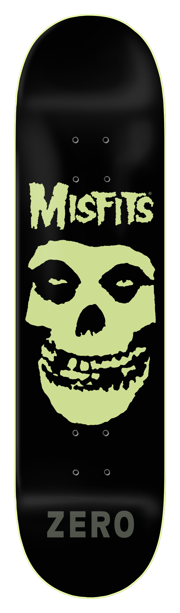 Zero Skateboards DECK 8.5 Zero Skateboards Misfits Fiend Skull Glow In The Dark Deck - 8.5