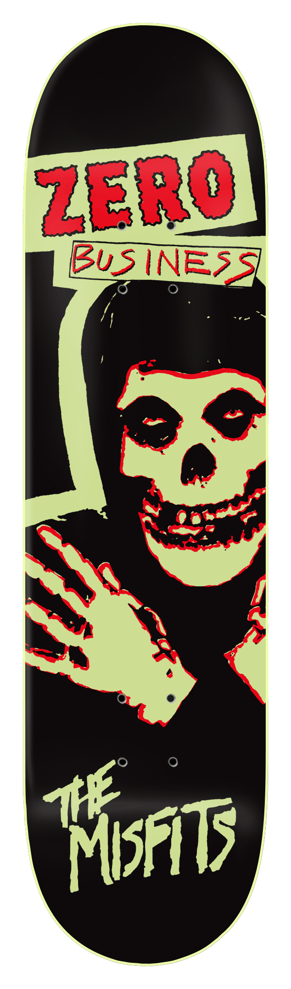 Zero Skateboards DECK 8.25 Zero Skateboards Misfits Zero Buisness Glow In The Dark Deck - 8.25