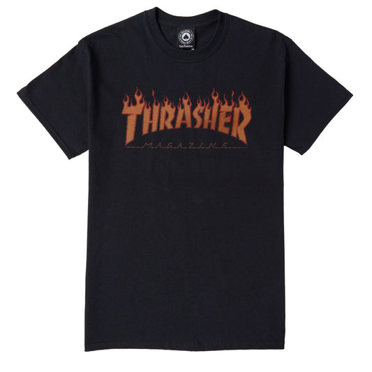 THRASHER FLAME HALFTONE TEE - BLACK
