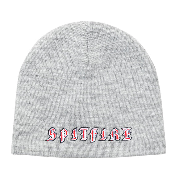 SPITFIRE OLD E SKULLY BEANIE - HEATHER RED WHITE
