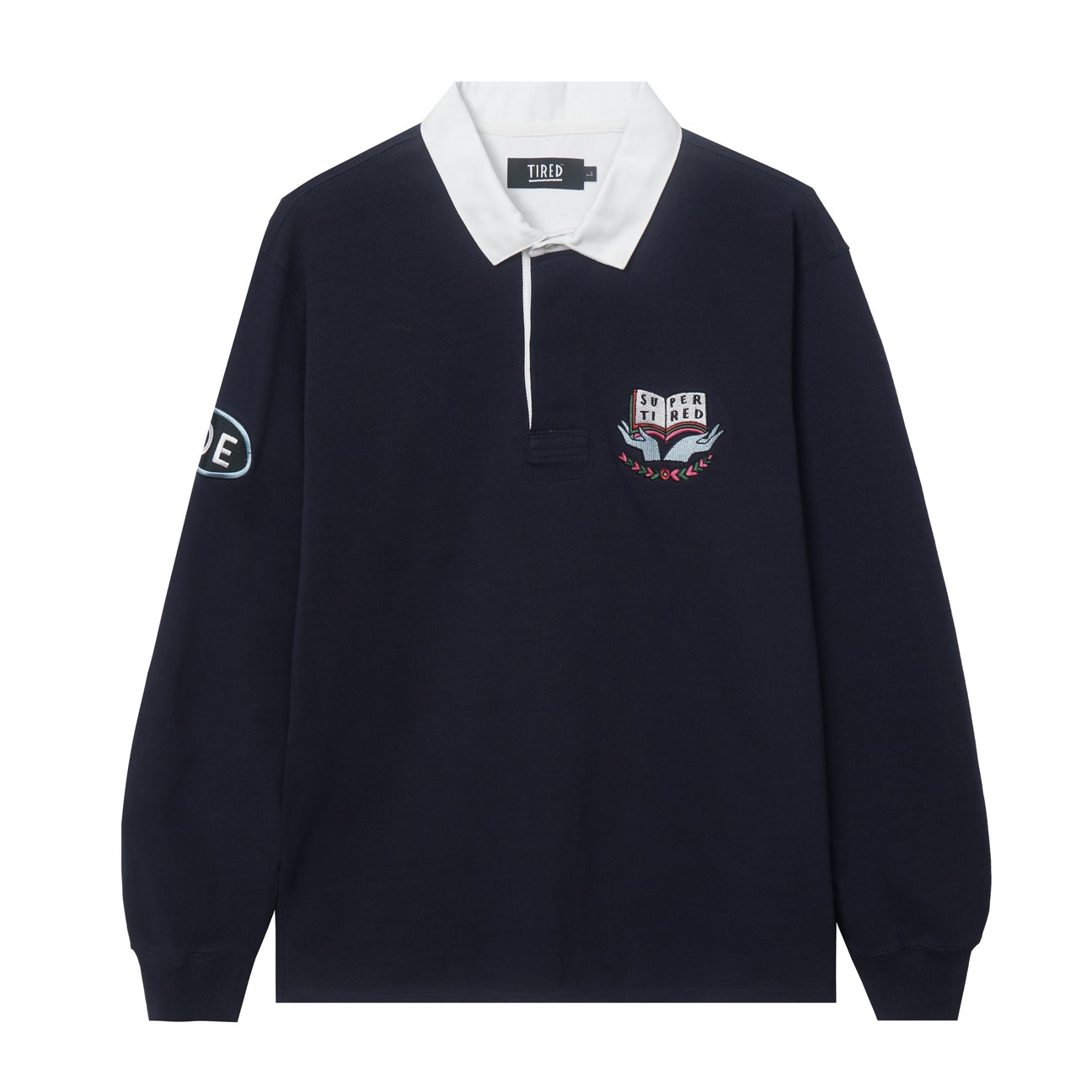 TIRED SCHOLAR RUGBY L/S COLLAR SHIRT - NAVY