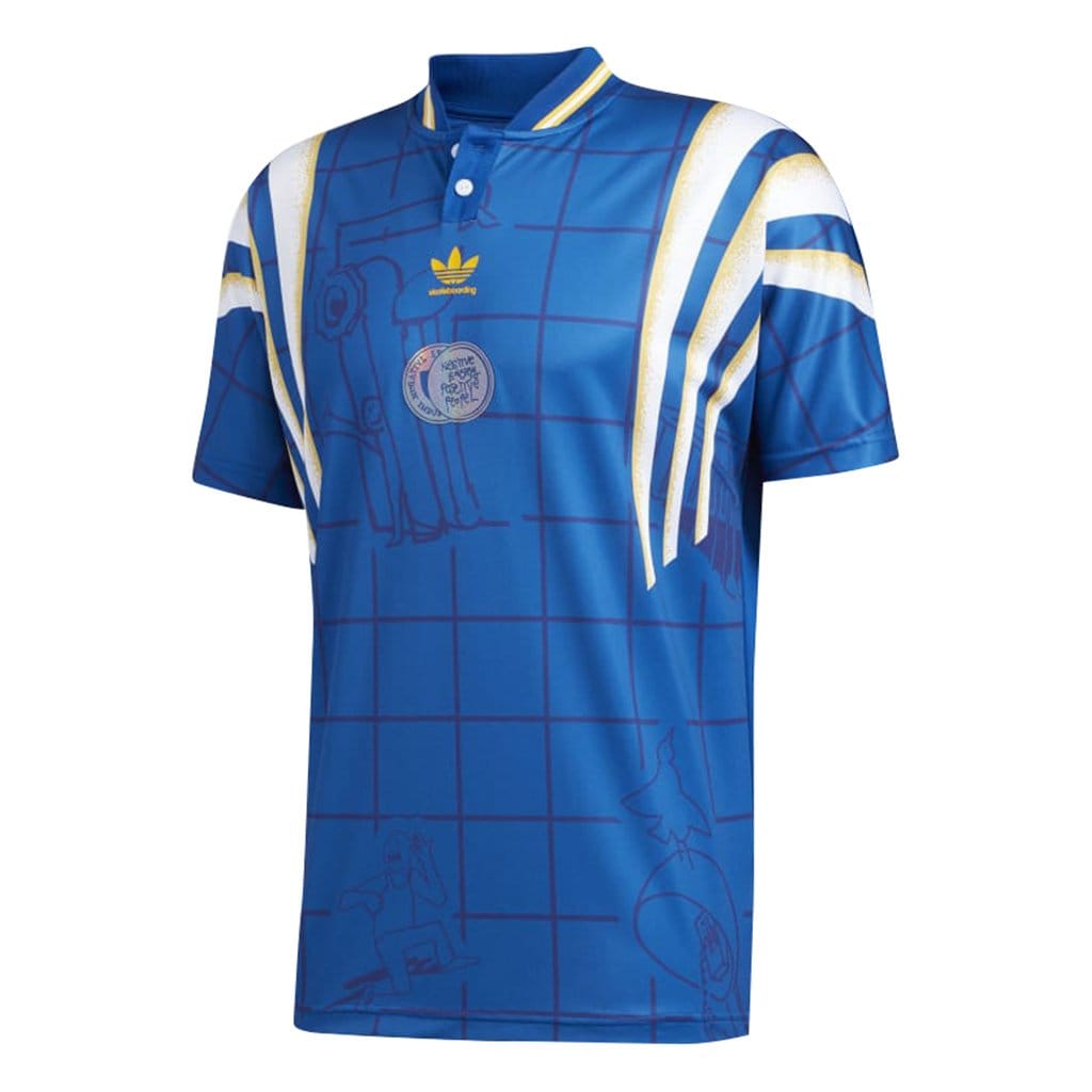 ADIDAS SKATEBOARDING JERSEY ADIDAS TEXIERA JERSEY - BLUE GOLD WHITE
