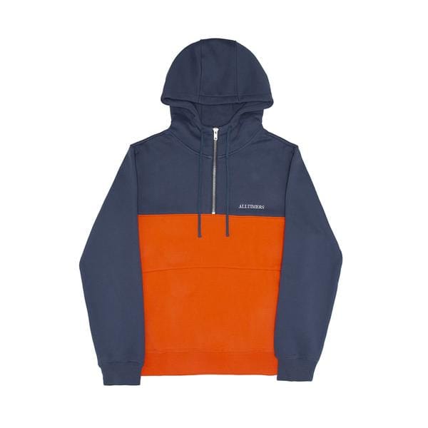ALLTIMERS HOODIE L ALLTIMERS STRUCK HALF ZIP HOODIE - BLUE ORANGE