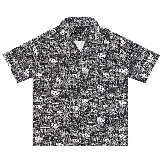BRONZE SHORT SLEEVE SHIRT XL BRONZE 56K SCRIBBLE RAYON S/S SHIRT - BLACK