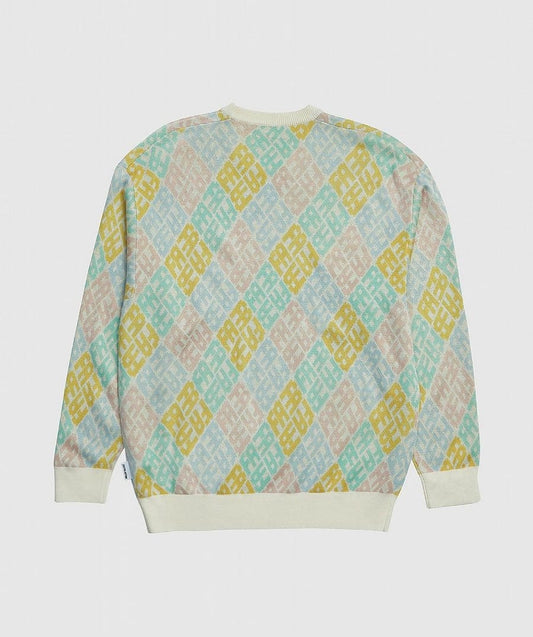 FUCKING AWESOME CREWNECK M FUCKING AWESOME MONOGRAM SWEATER - WHITE PINK BLUE YELLOW TEAL