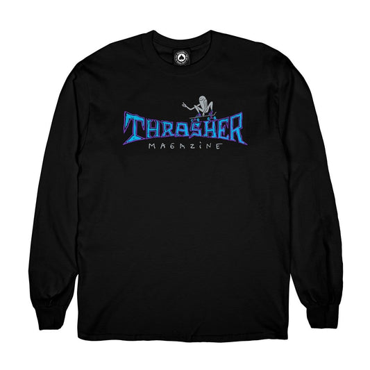 THRASHER GONZ THUMBS UP L/S TEE - BLACK