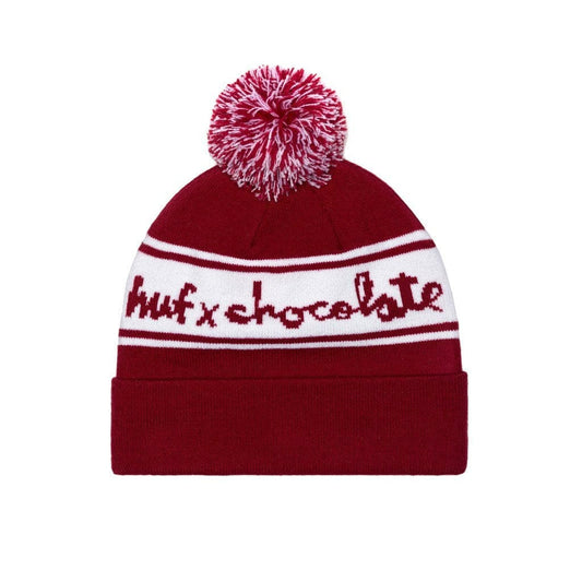 HUF BEANIE HUF Pom Beanie - (Chocolate) Red White