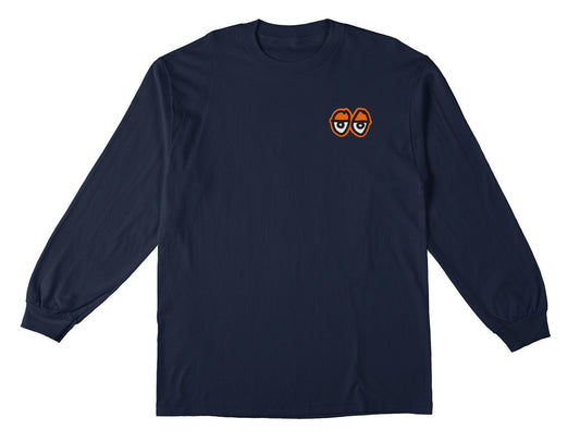 KROOKED LONGSLEEVE TEE KROOKED STRAIGHT EYES L/S TEE - NAVY