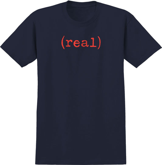 REAL SKATEBOARDS T-SHIRT REAL LOWER TEE - NAVY RED