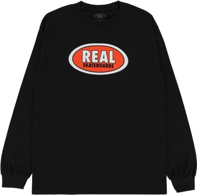 REAL SKATEBOARDS LONGSLEEVE TEE REAL OVAL L/S TEE - BLACK