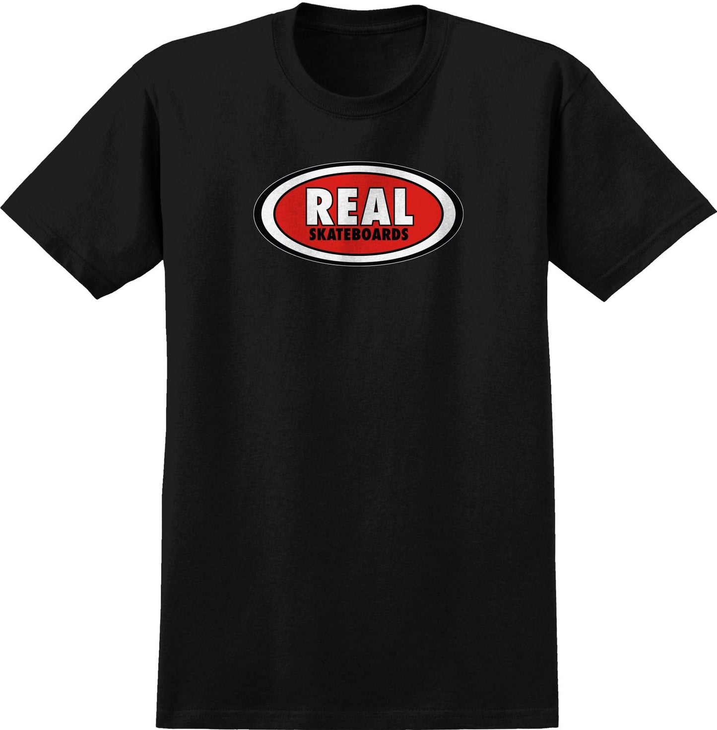 REAL SKATEBOARDS T-SHIRT XXL REAL OVAL LOGO TEE - BLACK RED