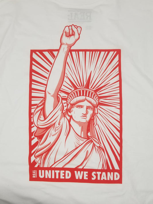 REAL SKATEBOARDS T-SHIRT M REAL UNITED WE STAND TEE - WHITE