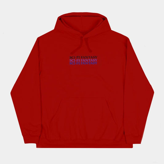 SCI-FI FANTASY HOODIE M SCI-FI FANTASY TRIPLE LOGO HOODIE - RED