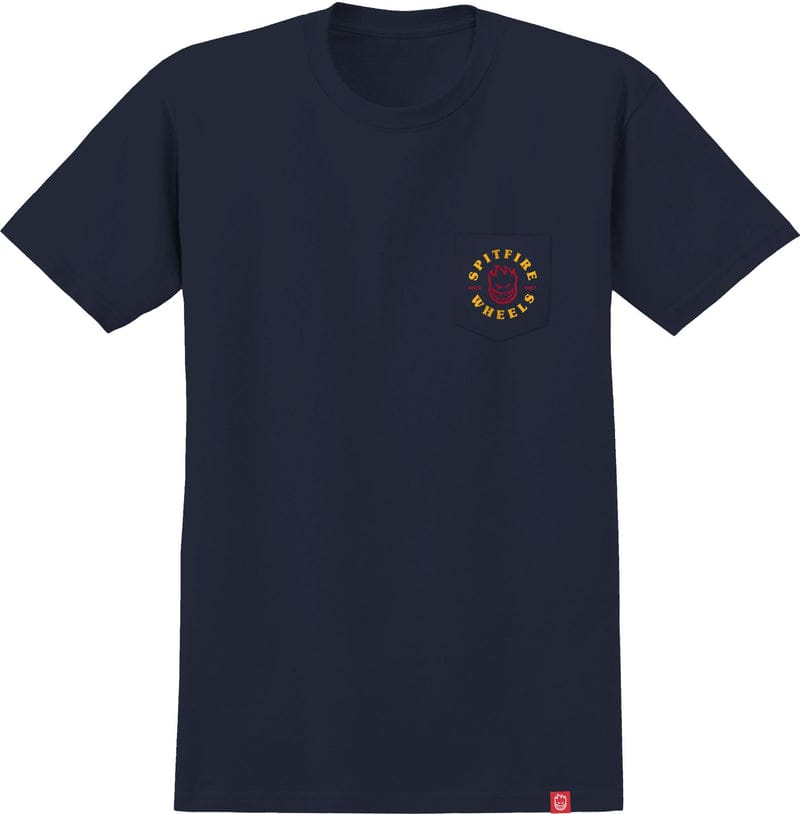 SPITFIRE T-SHIRT SPITFIRE BIGHEAD CLASSIC POCKET TEE - NAVY GOLD