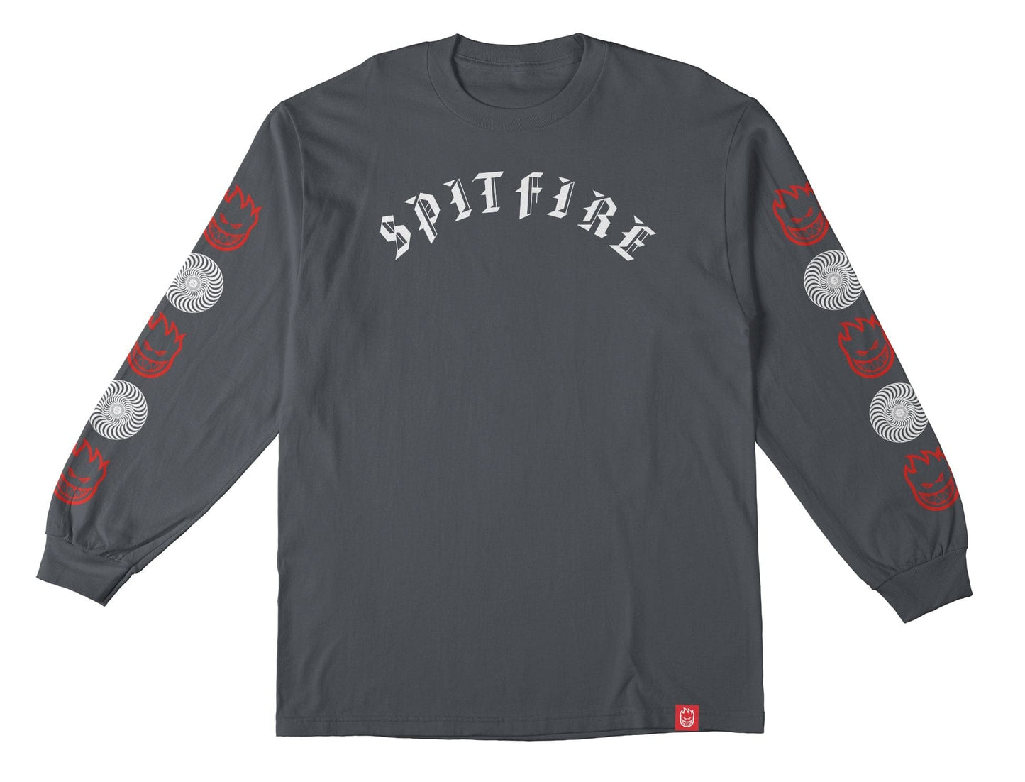 SPITFIRE LONGSLEEVE TEE SPITFIRE OLD E BIGHEAD L/S TEE - CHARCOAL