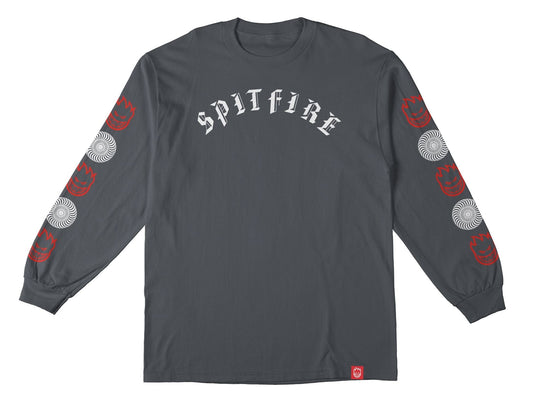 SPITFIRE LONGSLEEVE TEE SPITFIRE OLD E BIGHEAD L/S TEE - CHARCOAL