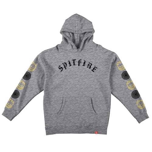 SPITFIRE HOODIE SPITFIRE OLD E COMBO SLEEVE HOODIE - HEATHER GREY