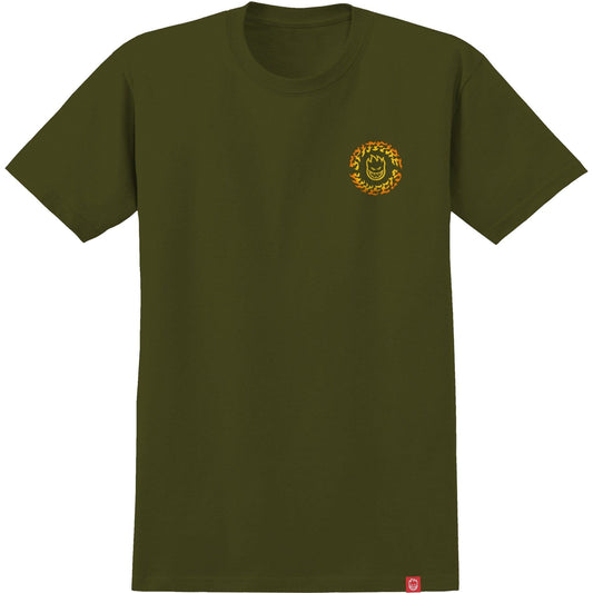 SPITFIRE T-SHIRT SPITFIRE TORCHED SCRIPT TEE - MILITARY GREEN