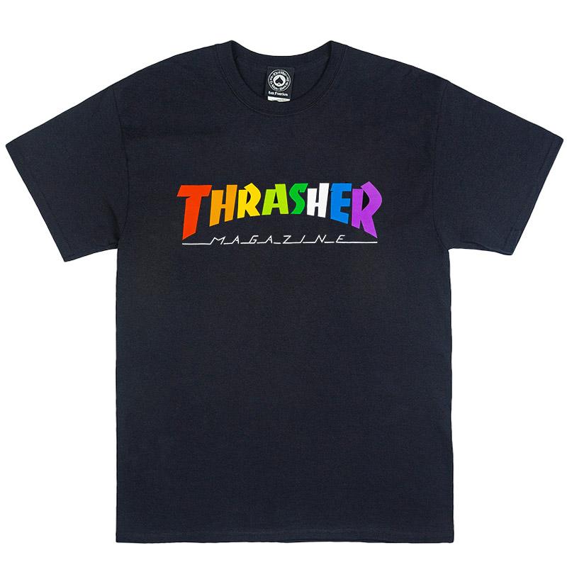 THRASHER RAINBOW MAG TEE - BLACK