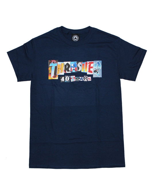 THRASHER T-SHIRT XL THRASHER 40 YEARS TEE - NAVY