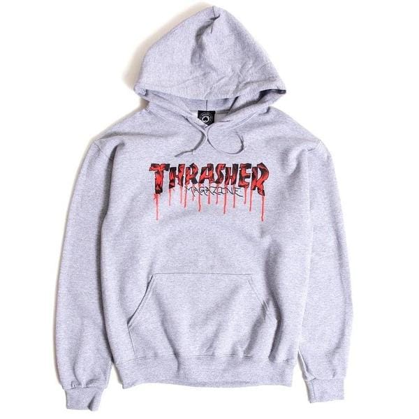 THRASHER HOODIE S THRASHER BLOOD DRIP HOODIE - GREY