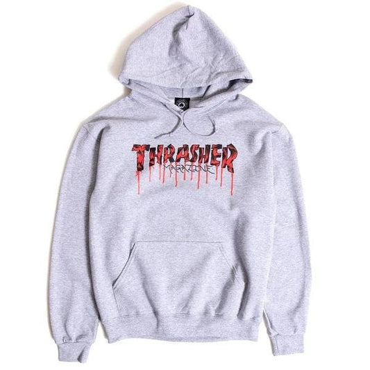 THRASHER HOODIE S THRASHER BLOOD DRIP HOODIE - GREY