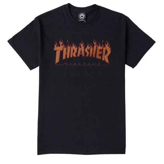 THRASHER T-SHIRT XL THRASHER FLAME HALFTONE TEE - BLACK