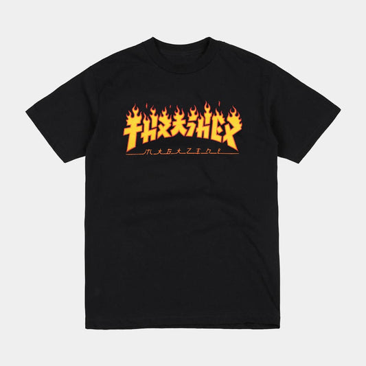 THRASHER T-SHIRT XL THRASHER GODZILLA FLAME LOGO TEE - BLACK
