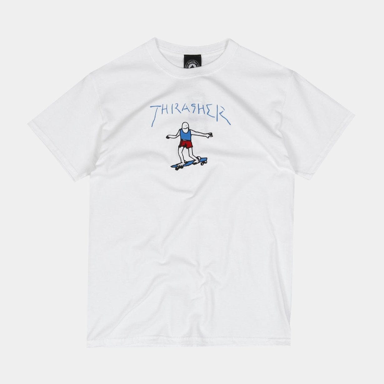 THRASHER T-SHIRT XL THRASHER GONZ LOGO TEE - WHITE BLUE