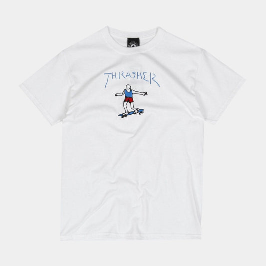 THRASHER T-SHIRT XL THRASHER GONZ LOGO TEE - WHITE BLUE