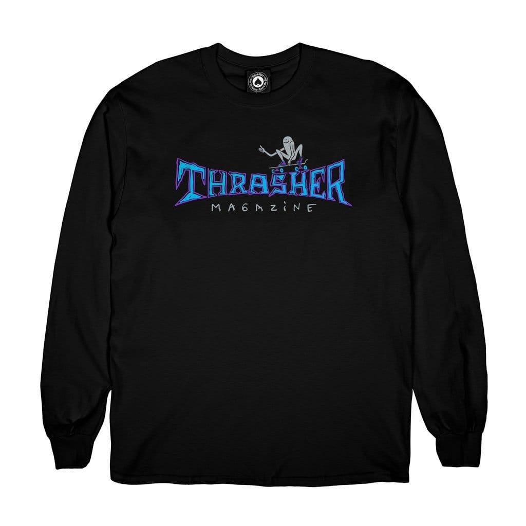 THRASHER LONGSLEEVE TEE S THRASHER GONZ THUMBS UP L/S TEE - BLACK