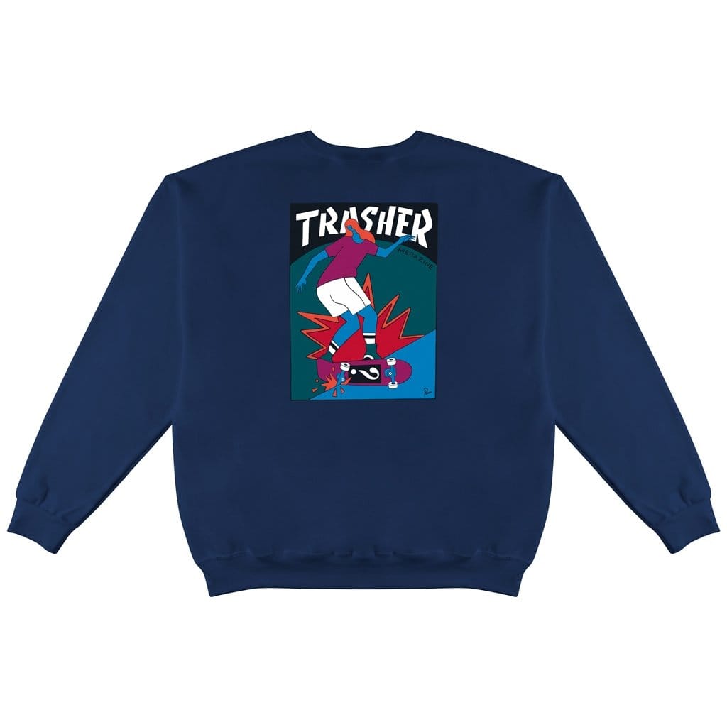 THRASHER HURRICANE CREWNECK - NAVY – Holistic Skateshop THRASHER HURRICANE CREWNECK - NAVY – Holistic Skateshop